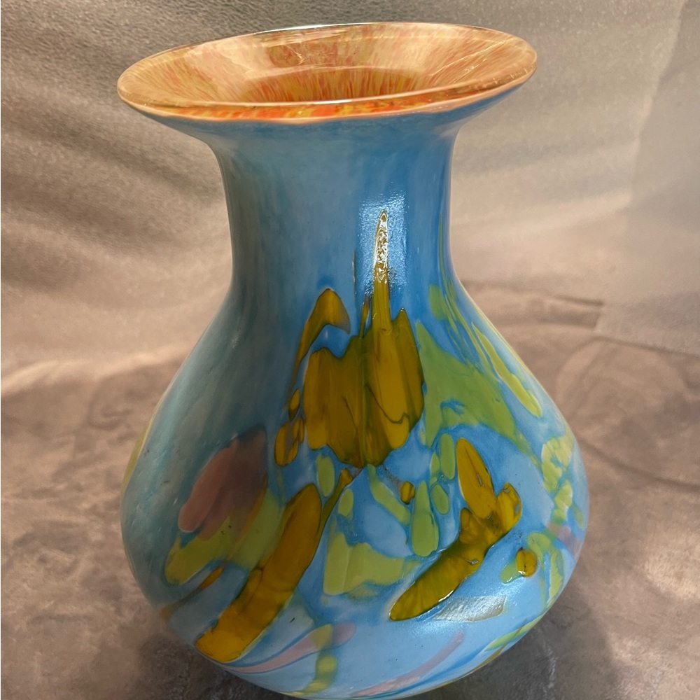Colorful Abstract Blown Glass Vase